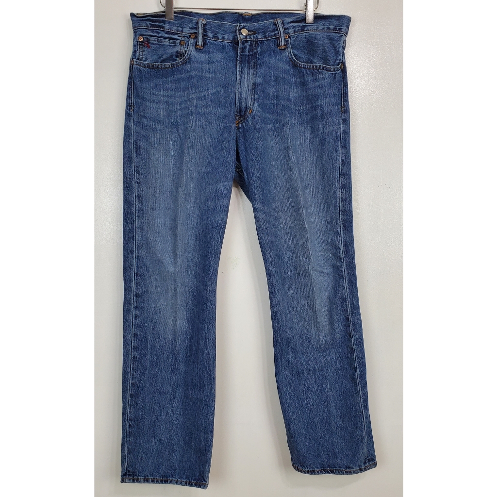 Ralph Lauren Mens 35x30 Straight Leg Jeans Blue Distress Work Classic Casual Y2k